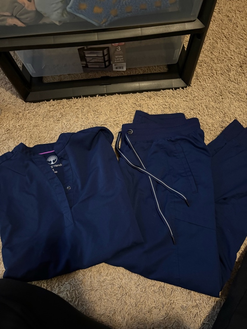 Healing Hands Navy Blue Scrub Top and Jogger Pants Set